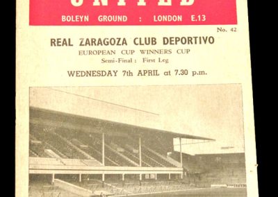 West Ham United v Real Zaragoza Club Deportivo 07.04.1965 | European Cup Winners Cup Semi-Final 1st Leg