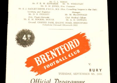 Bury v Brentford 08.09.1959