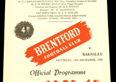 Barnsley v Brentford 19.12.1959
