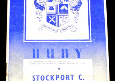Bury v Stockport 26.08.1958
