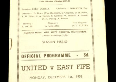 Scunthorpe v East Fife 01.12.1958