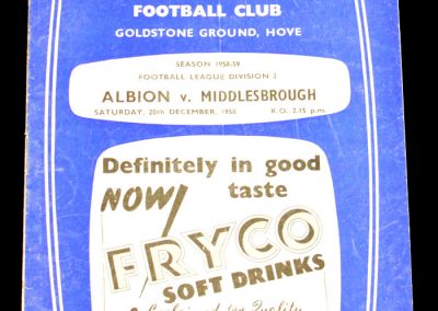 Brighton & Hove Albion v Middlesbrough 20.12.1958