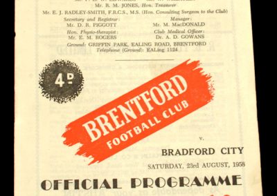Bradford City v Brentford FC 23.08.1958