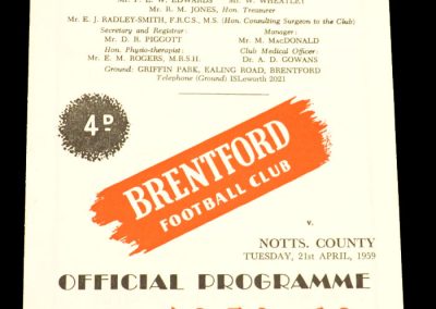Notts County v Brentford FC 21.04.1959