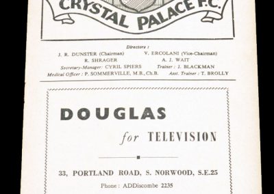 Crystal Palace FC v Reading 30.03.1956