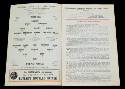 Wolverhampton Wanderers v Aston Villa 02.04.1956