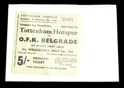 Tottenham Hotspur v OFK Belgrade 01.05.1963 | Euro Cup Winners Cup Semi Final 2nd Round + Ticket