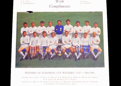 Tottenham Hotspur Euro Cup Winners Cup Winners 1962 - 1963