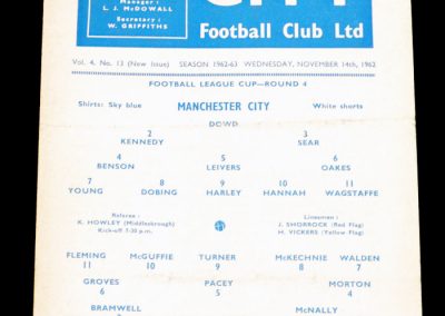 Luton Town v Manchester City 14.11.1962 | League Cup 4th Round