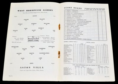 Aston Villa v West Bromwich Albion 30.10.1954