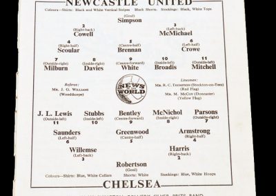 Chelsea v Newcastle United 25.09.1954