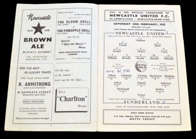 Sunderland v Newcastle United 26.02.1955