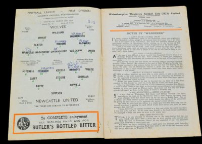 Wolverhampton Wanderers v Newcastle United 19.03.1955