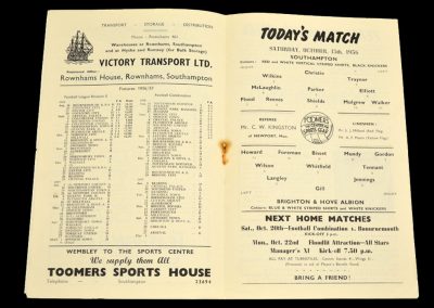 Brighton and Hove Albion v Southampton 13.10.1956