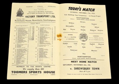 Northampton Town v Southampton 17.11.1956