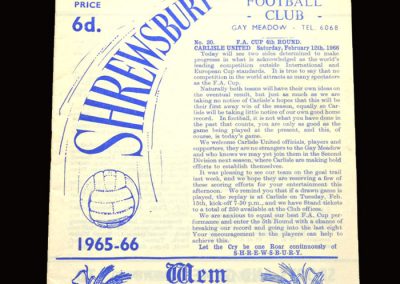 Shrewsbury v Carlisle 12.02.1966 - FA Cup 4th Round