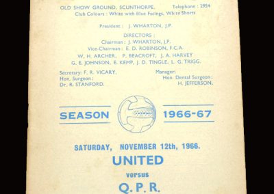 QPR v Scunthorpe 12.11.1966