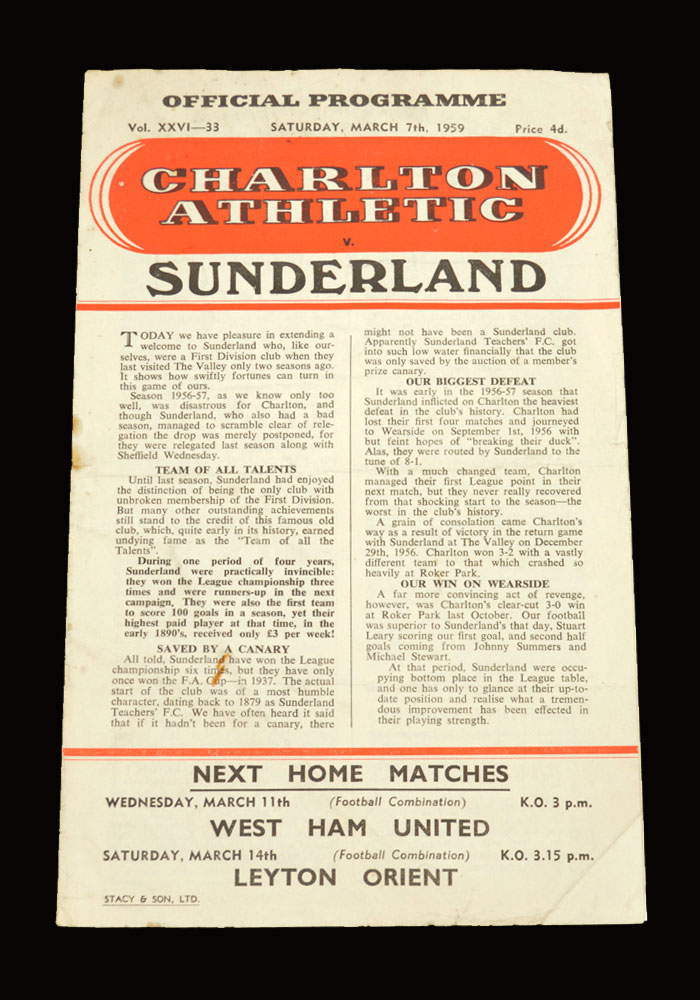 Sunderland v Charlton 07.03.1959