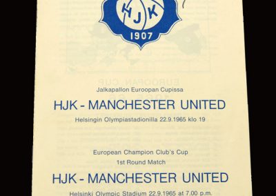 Man Utd v HJK Helsinki 22.09.1965 - European Cup 1st Round 1st Leg