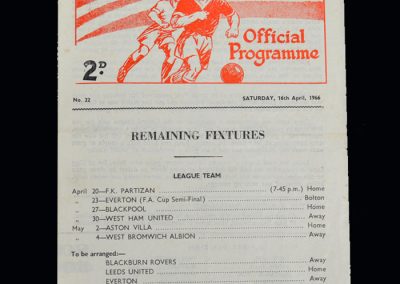 Man Utd Reserves v Bury Reserves 16.04.1966