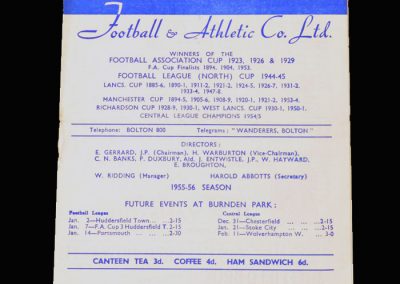 Man City v Bolton 26.12.1955 | Bolton v Bury 24.12.1955 | Bolton Reserves v Man City Reserves 27.12.1955