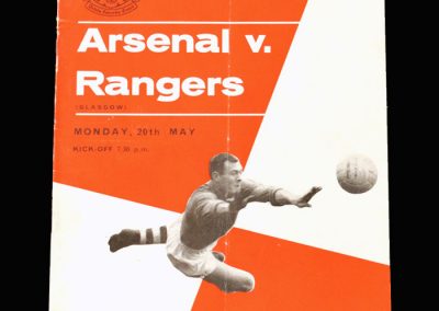 Arsenal v Rangers 20.05.1963 (Kelsey testimonial)
