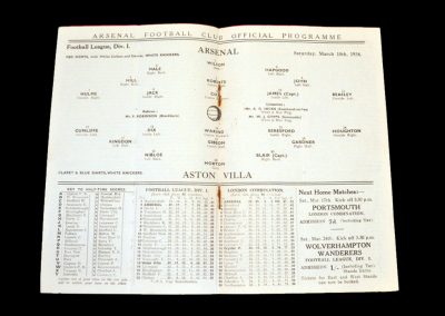 Arsenal v Aston Villa 10.03.1934