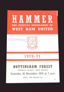 West Ham v Notts Forrest 26.12.1970 - postponed