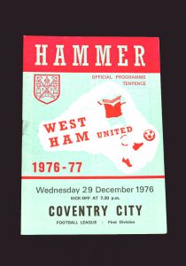 West Ham v Coventry 29.12.1976 - postponed