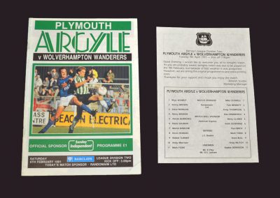 Plymouth v Wolves 09.02.1991 (with insert 09.04.1991)