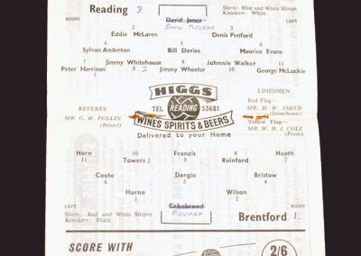 Reading v Brentford 25.10.1958