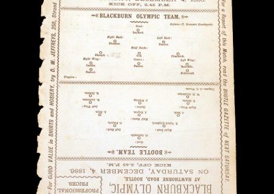 Bootle v Blackburn Olympic 04.12.1886 (Olympic were the 1st professional team, as well as the 1st from the North to win the Cup in 1883)