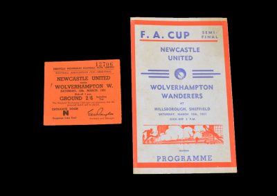 Newcastle v Wolves 10.03.1951 - FA Cup Semi Final (Pirate & Ticket)