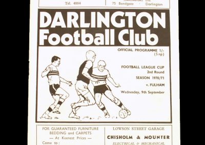 Darlington v Fulham 09.09.1970 - League Cup 2nd Round
