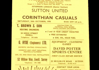 Sutton v Corinthian Casuals 24.10.1970 (Bob Willis)