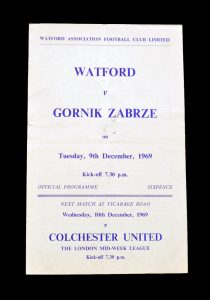 Watford v Gornik Zabreze 09.12.1969 (friendly)