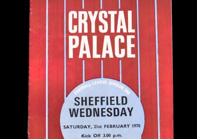 Crystal Palace v Sheff Wed 21.02.1970