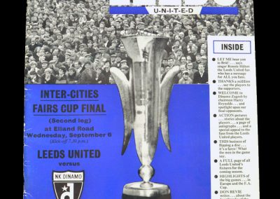 Leeds v Dinamo Zagreb 06.09.1967 - Inter Cities Fairs Cup Final 2nd Leg