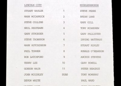 Lincoln City v Middlesbrough 03.08.1985 (friendly)
