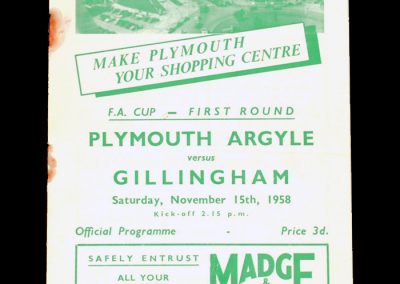 Plymouth v Gillingham 15.11.1958