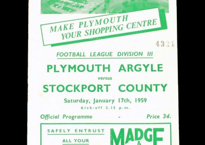 Plymouth v Stockport 17.01.1959