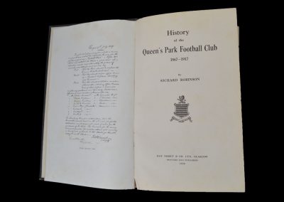 History of the Queens Park Football Club 1867-1917