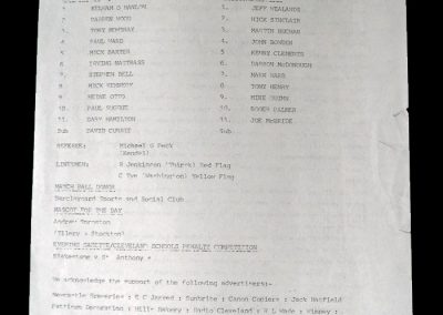 Middlesbrough v Oldham 31.03.1984 (typed sheet)