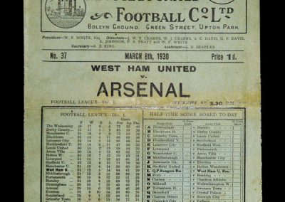 West Ham v Arsenal 08.03.1930