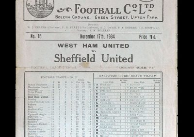 West Ham v Sheff Utd 17.11.1934