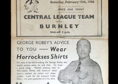 Man Utd Reserves v Burnley Reserves 15.02.1936 (Lawton 16yr old amateur)