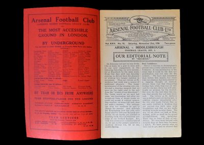 Arsenal v Middlesbrough 21.11.1936
