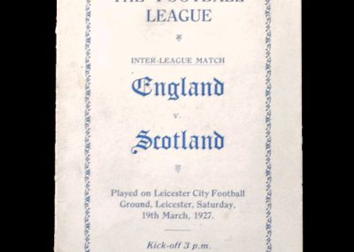 English Legaues v Scottish Leagues 19.03.1927 (Itinerary)