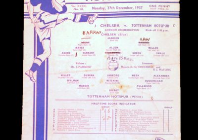 Chelsea Reserves v Spurs Reserves 27.12.1937