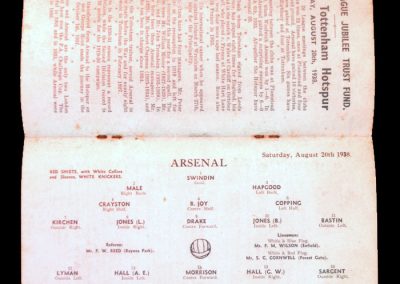 Arsenal v Spurs 20.08.1938 (Jubilee)
